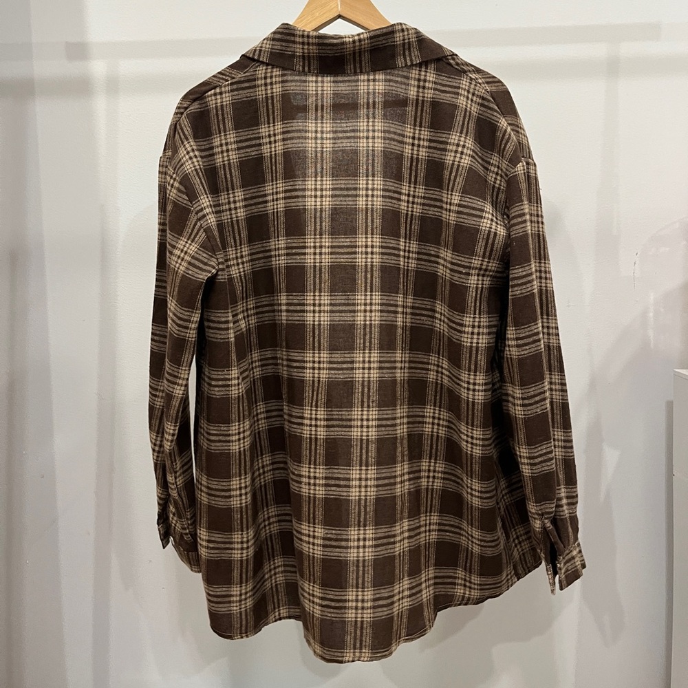 UNISEX brown plaid flannel - Picture 2 of 2